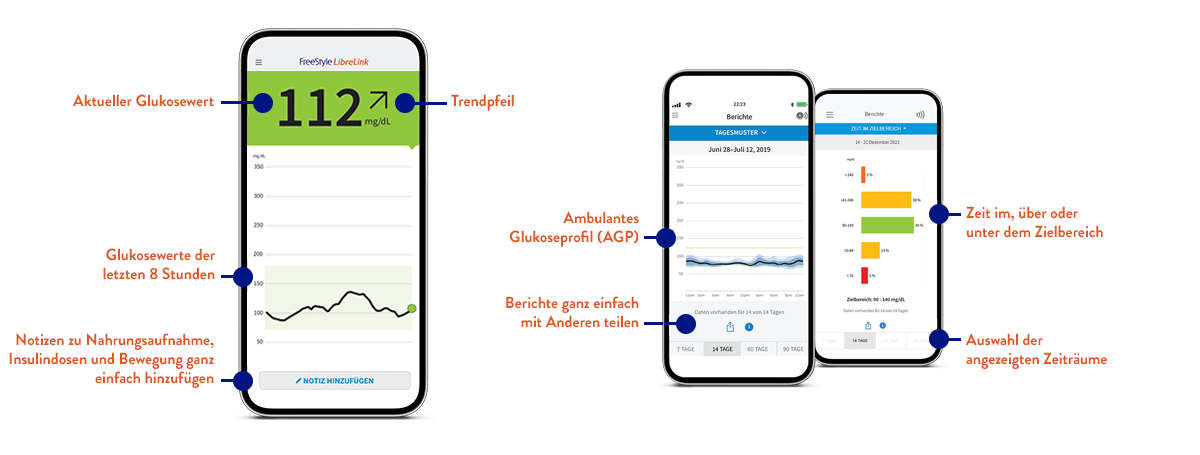 Glukosewerte und -berichte in der FreeStyle LibreLink App