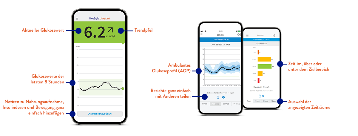 Glukosewerte und -berichte in der FreeStyle LibreLink App