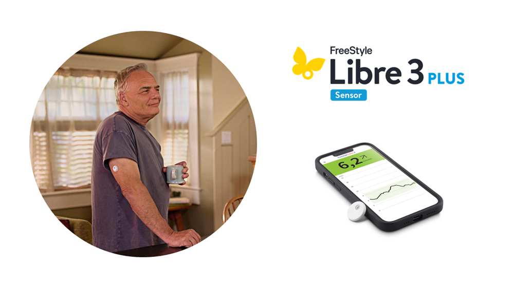 Man kijkt naar FreeStyle Libre 3 Plus-systeem