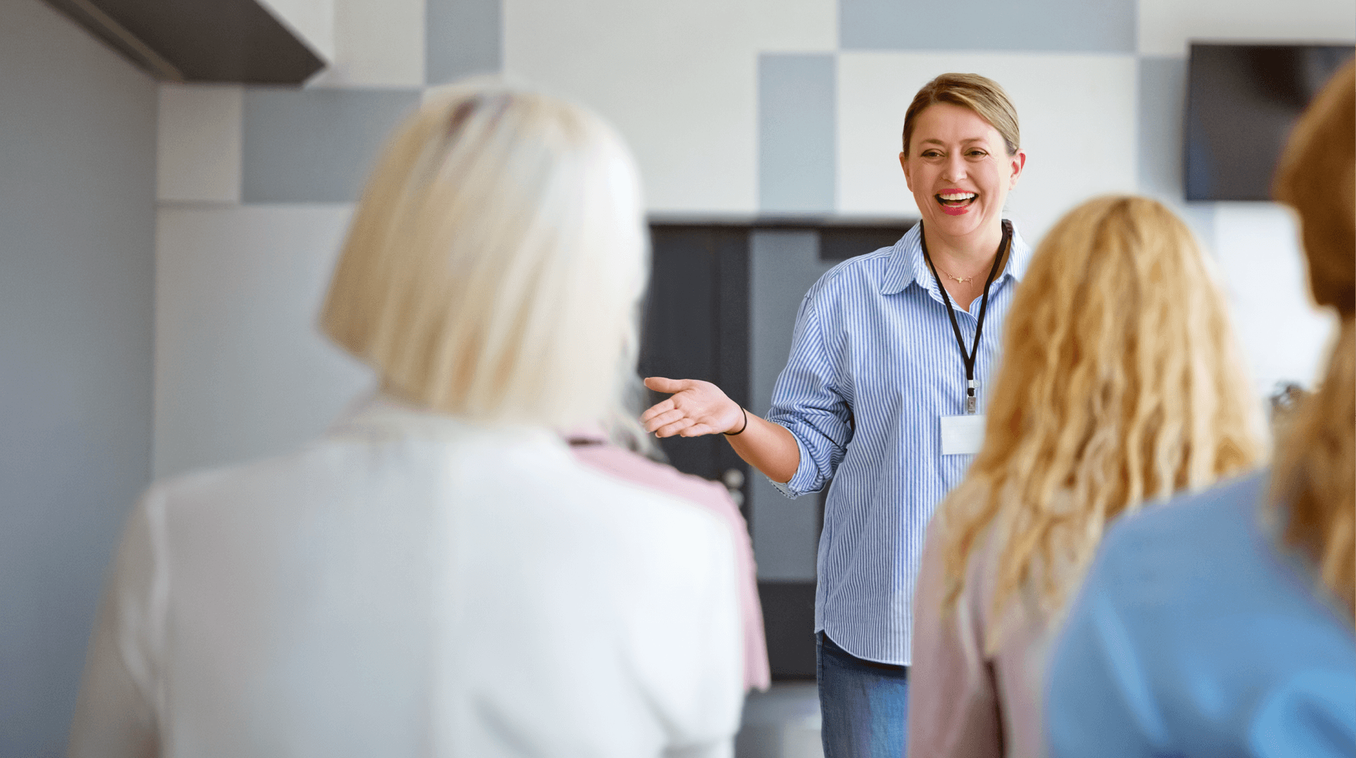 woman explaining to an audience