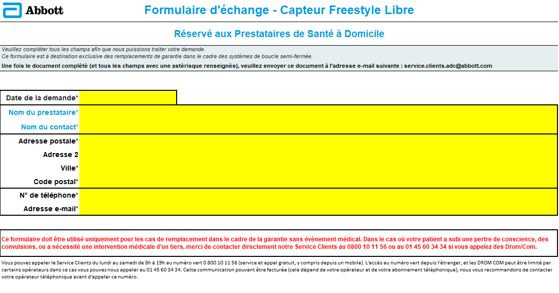 Formulaire d'échange