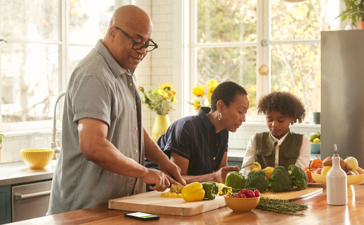 Family in kitchen
