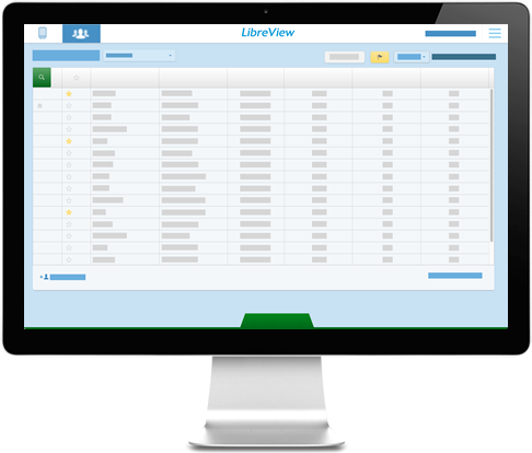 LibreView patient population shown on a computer screen.