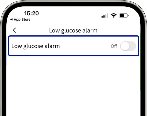 low glucose alarm toggle