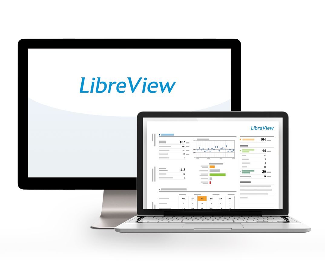 LibreView vises på dataskjerm