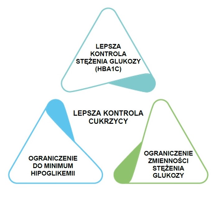 Triangle of Diabetes careTriangle of Diabetes Care: better overall glucose levels, minimise hypoglycaemia and limit glucose variability.