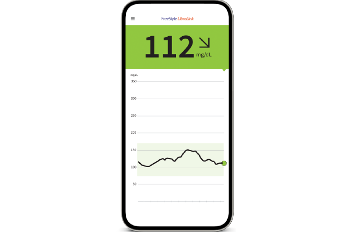 FreeStyle LibreLink app shown on a smartphone.