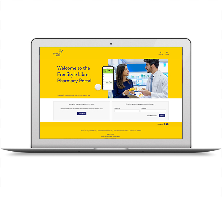 Pharmacy ordering page shown on a laptop.