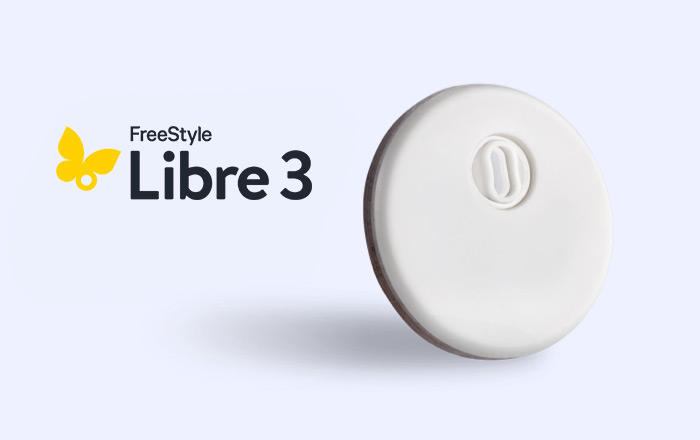 FreeStyle Libre 3 sensor and logo