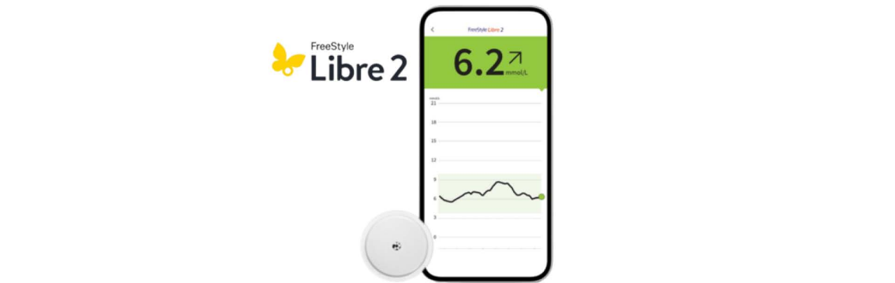 FreeStyle Libre 2 System shown on a smartphone.