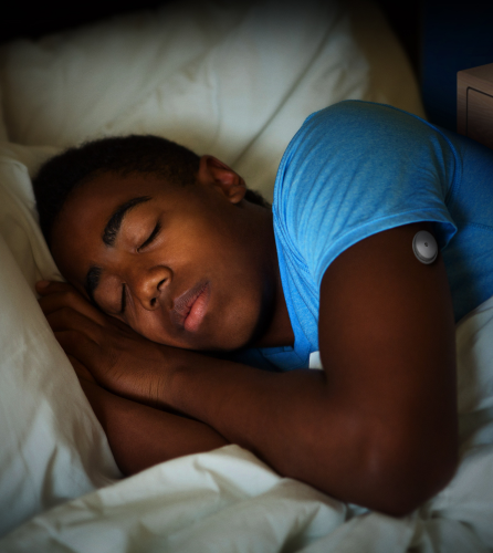 Girl sleeping, receive optional glucose alarms 