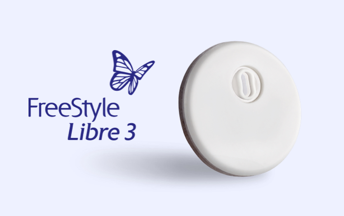 FreeStyle Libre 3 sensor and logo
