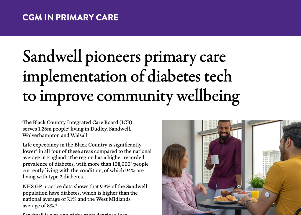 Sandwell pioneers primary care implementation of diabetes tech to improve community wellbeing