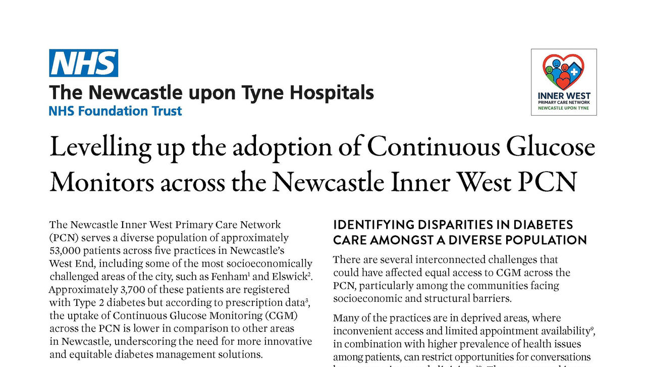 Levelling up the adoption of Continuous Glucose Monitors across the Newcastle Inner West PCN
