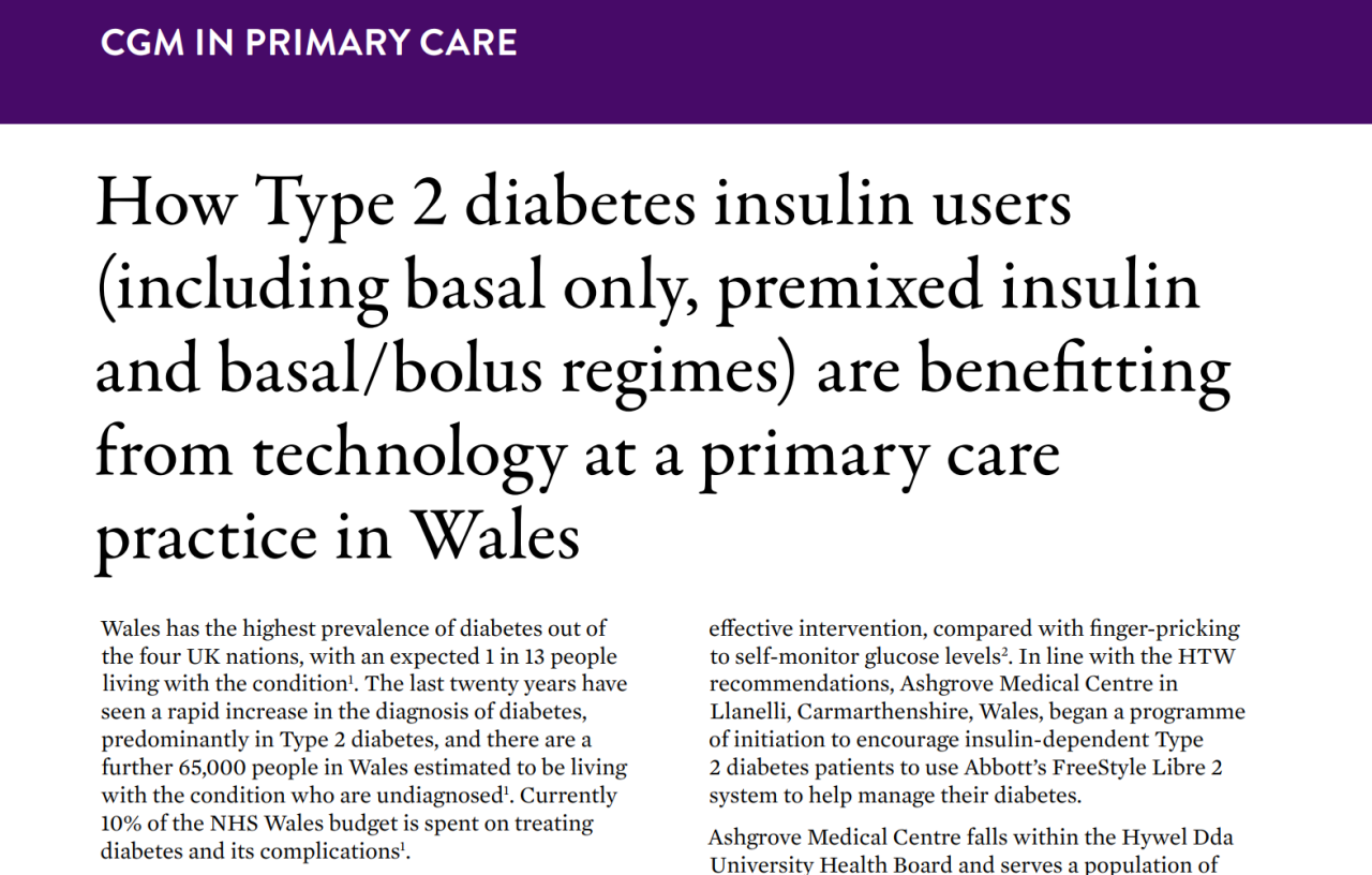  How Type 2 diabetes insulin users (including basal only, premixed insulin and basal/bolus regimes) are benefitting from technology