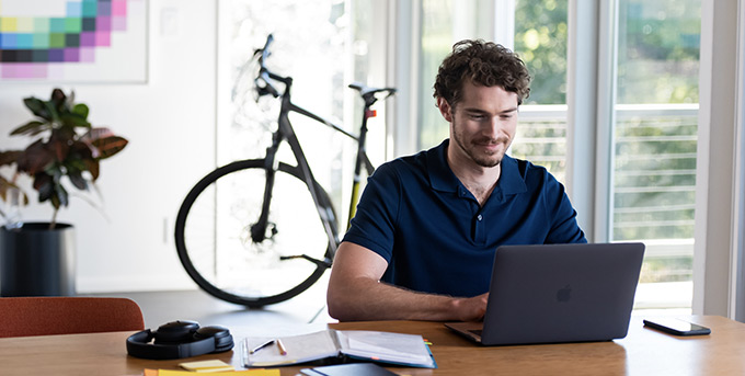 A patient using their laptop 