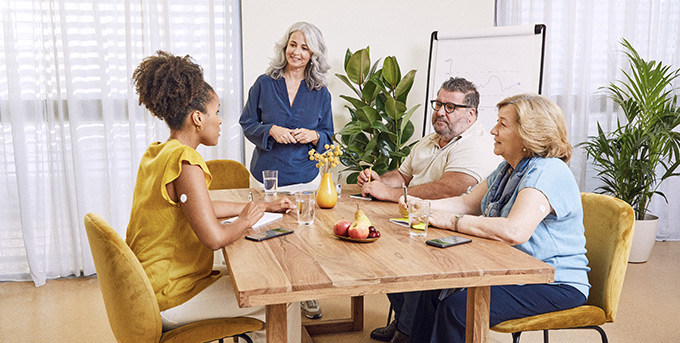 A family having dinner